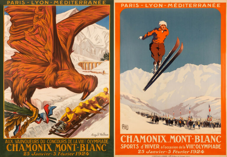 chamonix 1924 poszter síelővel